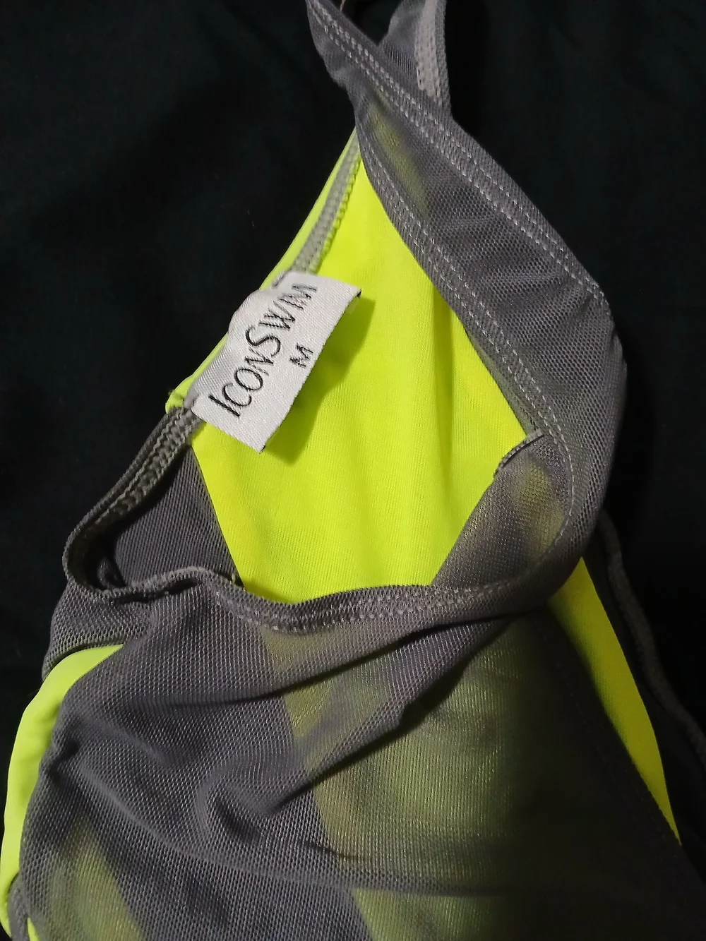 Neon Green & Charcoal Chevron One-Piece Swimsuit